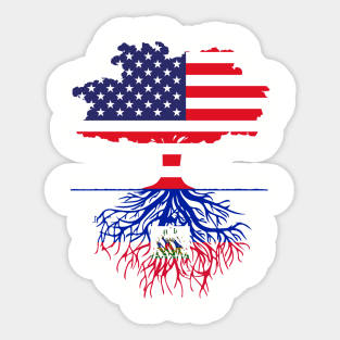 American Grown Haitian Roots Flags Sticker